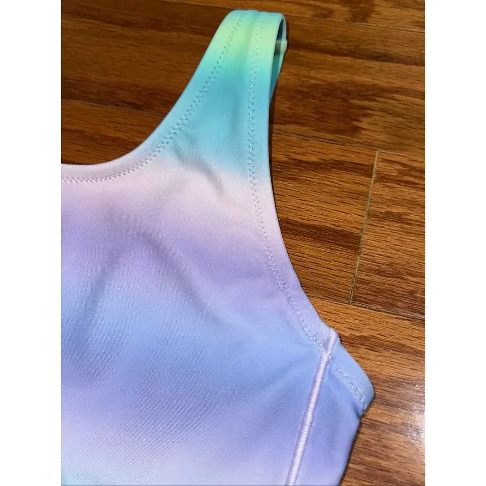 Athleta Girl Scoop Aura Ombre Blue Purple One Piece Swimsuit Size M 8-10